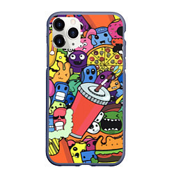 Чехол iPhone 11 Pro матовый Fast food pattern Pop art Fashion trend, цвет: 3D-серый