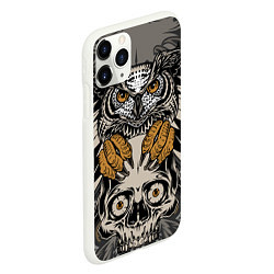 Чехол iPhone 11 Pro матовый Сова с черепом Owl with Skull, цвет: 3D-белый — фото 2