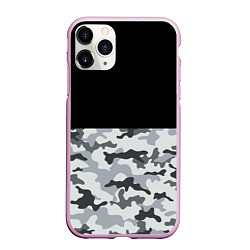Чехол iPhone 11 Pro матовый Полукамуфляж Тёмно-Серый, цвет: 3D-розовый