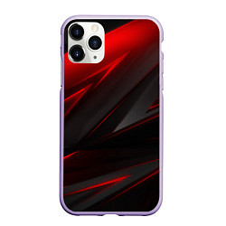 Чехол iPhone 11 Pro матовый Red and Black Geometry, цвет: 3D-светло-сиреневый