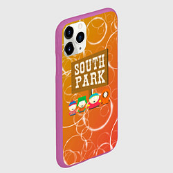 Чехол iPhone 11 Pro матовый Южный Парк - на фоне кружков, цвет: 3D-фиолетовый — фото 2
