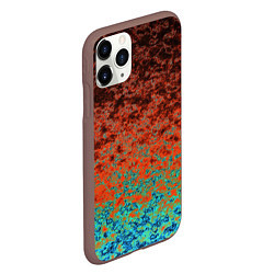 Чехол iPhone 11 Pro матовый Turquoise brown abstract marble pattern, цвет: 3D-коричневый — фото 2