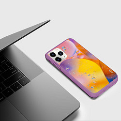 Чехол iPhone 11 Pro матовый Абстрактные фигуры и пузырьки - Оранжевый, цвет: 3D-фиолетовый — фото 2