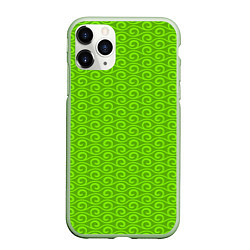 Чехол iPhone 11 Pro матовый Зеленые волнистые узоры, цвет: 3D-салатовый