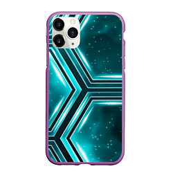 Чехол iPhone 11 Pro матовый Космические соты, цвет: 3D-фиолетовый