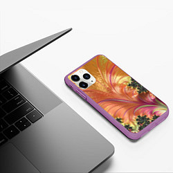 Чехол iPhone 11 Pro матовый Фрактальный динамичный паттерн, цвет: 3D-фиолетовый — фото 2