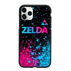 Чехол iPhone 11 Pro матовый Zelda Neon Triforce