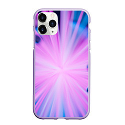 Чехол iPhone 11 Pro матовый Неоновые лучи из центра - Розовый