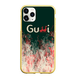 Чехол iPhone 11 Pro матовый Gucci - огонь, цвет: 3D-желтый