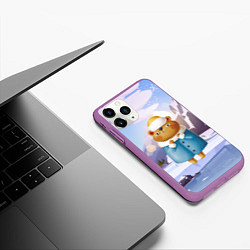 Чехол iPhone 11 Pro матовый Медведица в шубке, цвет: 3D-фиолетовый — фото 2