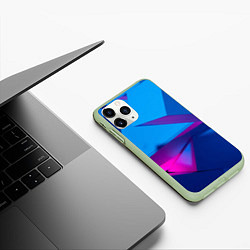 Чехол iPhone 11 Pro матовый Абстрактные геометрические фигуры - Синий, цвет: 3D-салатовый — фото 2