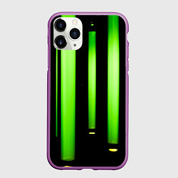 Чехол iPhone 11 Pro матовый Абстрактные неоновые колбы с кислотой - Зелёный, цвет: 3D-фиолетовый