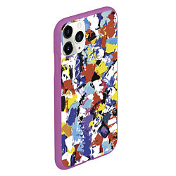 Чехол iPhone 11 Pro матовый Смелые мазки яркой краски на холсте, цвет: 3D-фиолетовый — фото 2