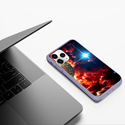 Чехол iPhone 11 Pro матовый Яркая звезда в космическом пространстве, цвет: 3D-светло-сиреневый — фото 2