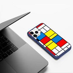 Чехол iPhone 11 Pro матовый Texture of squares rectangles, цвет: 3D-тёмно-синий — фото 2