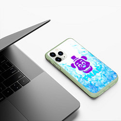 Чехол iPhone 11 Pro матовый Five Nights At Freddys - синий огонь на белом фоне, цвет: 3D-салатовый — фото 2