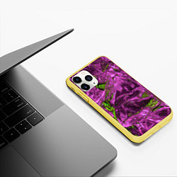 Чехол iPhone 11 Pro матовый Неоновые куски льда - Розовый, цвет: 3D-желтый — фото 2