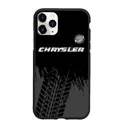 Чехол iPhone 11 Pro матовый Chrysler Speed на темном фоне со следами шин