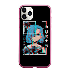 Чехол iPhone 11 Pro матовый Love Anime Girl Flowers, цвет: 3D-малиновый