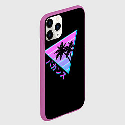Чехол iPhone 11 Pro матовый Ретро Пальмы Градиент, цвет: 3D-фиолетовый — фото 2