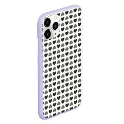 Чехол iPhone 11 Pro матовый Черные и серые сердечки, цвет: 3D-светло-сиреневый — фото 2
