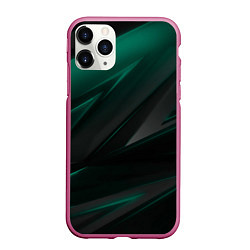 Чехол iPhone 11 Pro матовый Бирюзовый черный фон, цвет: 3D-малиновый