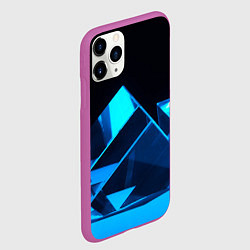 Чехол iPhone 11 Pro матовый Неоновые объёмный куб - Синий, цвет: 3D-фиолетовый — фото 2