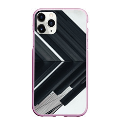 Чехол iPhone 11 Pro матовый Абстрактные геометрические линии - Белый, цвет: 3D-розовый