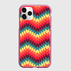 Чехол iPhone 11 Pro матовый Мексиканские узоры, цвет: 3D-малиновый