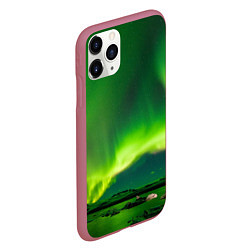 Чехол iPhone 11 Pro матовый Абстрактное полярное сияние - Зелёный, цвет: 3D-малиновый — фото 2