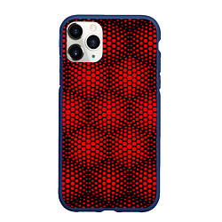 Чехол iPhone 11 Pro матовый Красные неоновые соты, цвет: 3D-тёмно-синий