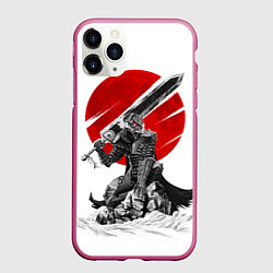 Чехол iPhone 11 Pro матовый Гатс Черный мечник, цвет: 3D-малиновый