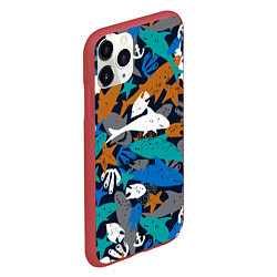Чехол iPhone 11 Pro матовый Акула и другие обитатели океана, цвет: 3D-красный — фото 2