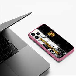 Чехол iPhone 11 Pro матовый PORCHE - ЧЕРНО БЕЛЫЙ, цвет: 3D-малиновый — фото 2