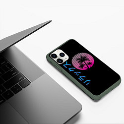 Чехол iPhone 11 Pro матовый Закат Градиент, цвет: 3D-темно-зеленый — фото 2