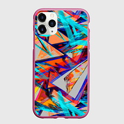 Чехол iPhone 11 Pro матовый Яркий неоновый абстрактный узор, цвет: 3D-малиновый