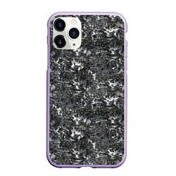 Чехол iPhone 11 Pro матовый Темно серый графитовый с текстурой камня, цвет: 3D-светло-сиреневый