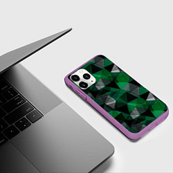 Чехол iPhone 11 Pro матовый Зеленый, серый и черный геометрический, цвет: 3D-фиолетовый — фото 2