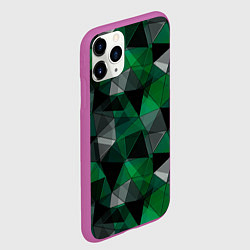 Чехол iPhone 11 Pro матовый Зеленый, серый и черный геометрический, цвет: 3D-фиолетовый — фото 2