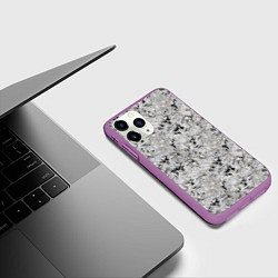 Чехол iPhone 11 Pro матовый Светло серый абстрактный, цвет: 3D-фиолетовый — фото 2