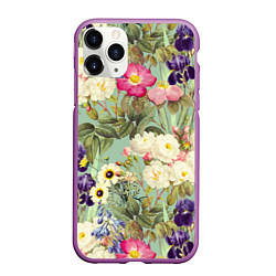 Чехол iPhone 11 Pro матовый Красочные Цветы Лета, цвет: 3D-фиолетовый