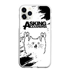 Чехол iPhone 11 Pro матовый Asking Alexandria рок кот на светлом фоне