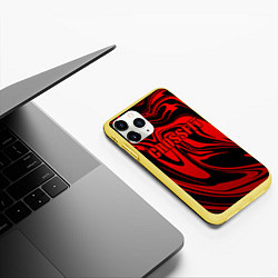 Чехол iPhone 11 Pro матовый Кроссфит - красные разводы, цвет: 3D-желтый — фото 2