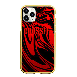 Чехол iPhone 11 Pro матовый Кроссфит - красные разводы