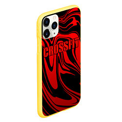 Чехол iPhone 11 Pro матовый Кроссфит - красные разводы, цвет: 3D-желтый — фото 2