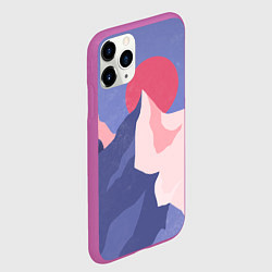 Чехол iPhone 11 Pro матовый Пейзаж гор и леса в стиле ретро, цвет: 3D-фиолетовый — фото 2