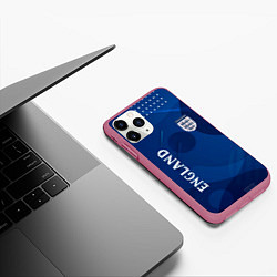 Чехол iPhone 11 Pro матовый Сборная Англии Синяя Абстракция, цвет: 3D-малиновый — фото 2
