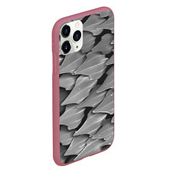 Чехол iPhone 11 Pro матовый Кожа акулы - броня, цвет: 3D-малиновый — фото 2