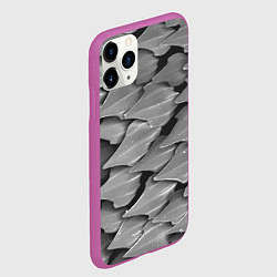 Чехол iPhone 11 Pro матовый Кожа акулы - броня, цвет: 3D-фиолетовый — фото 2
