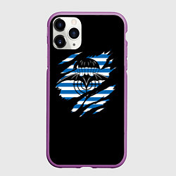 Чехол iPhone 11 Pro матовый Спецназ ГРУ - порванная, цвет: 3D-фиолетовый